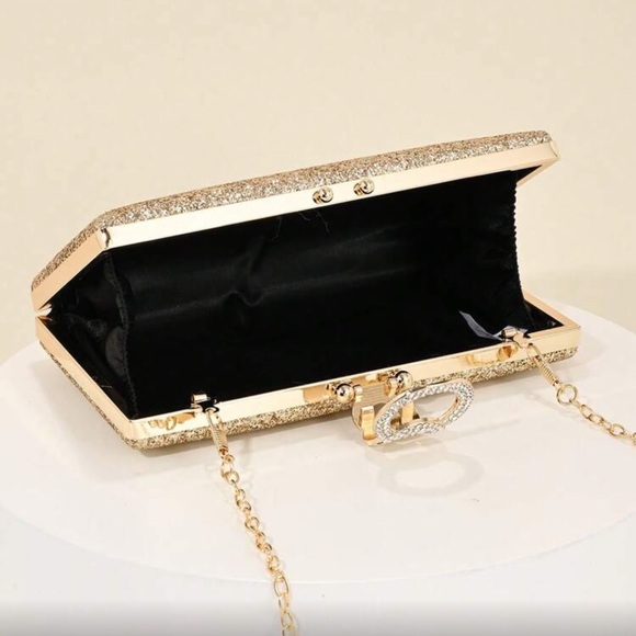 Luxurious gold rhinestone party evening wedding prom clutch box bag